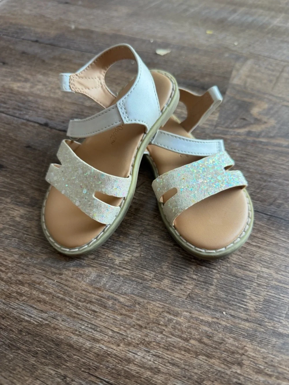 Cat & Jack White Glitter Strap Sandals for Kids